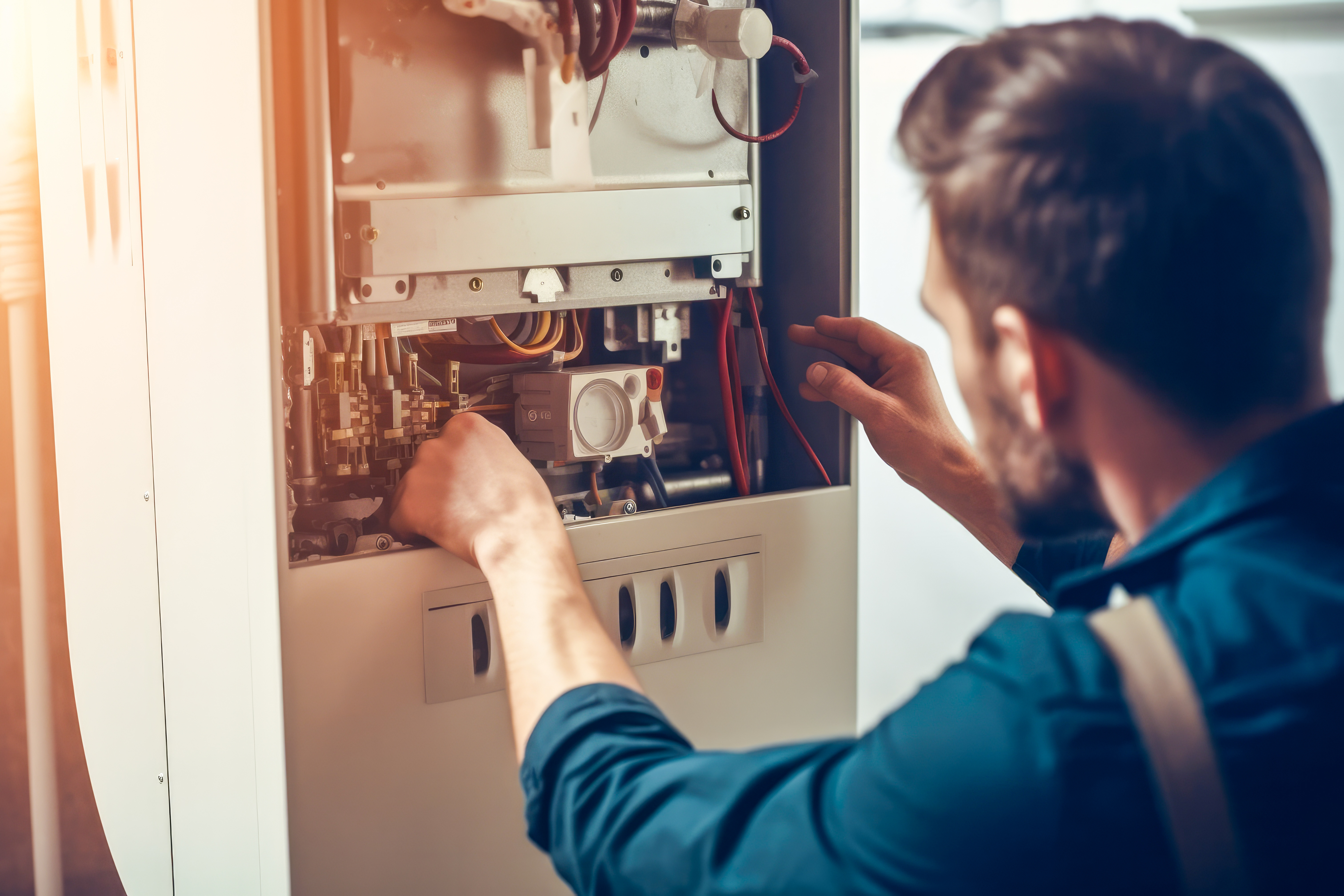Airz technician repairing a residential furnace